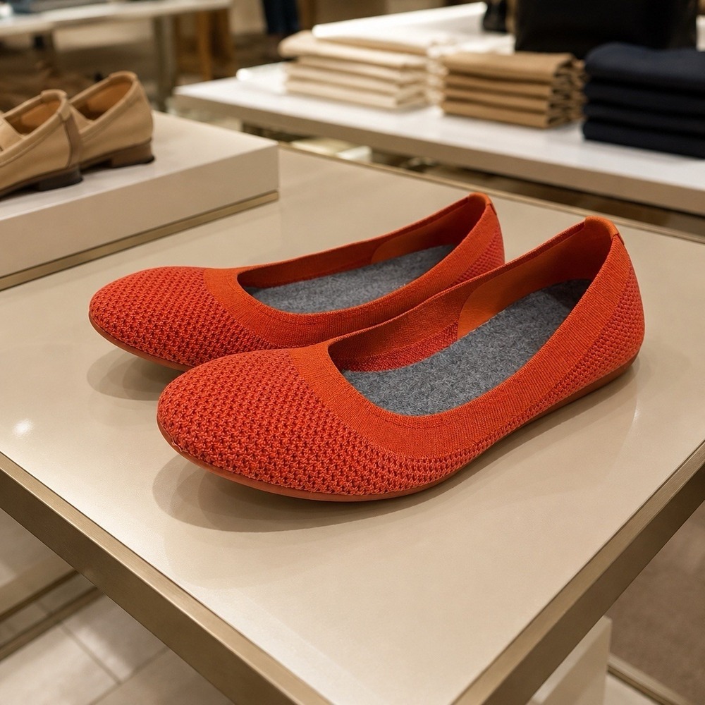 Allbirds Tree Breezers‎ Knit Ballet Flats Color Buoyant Orange 9 Career Preppy